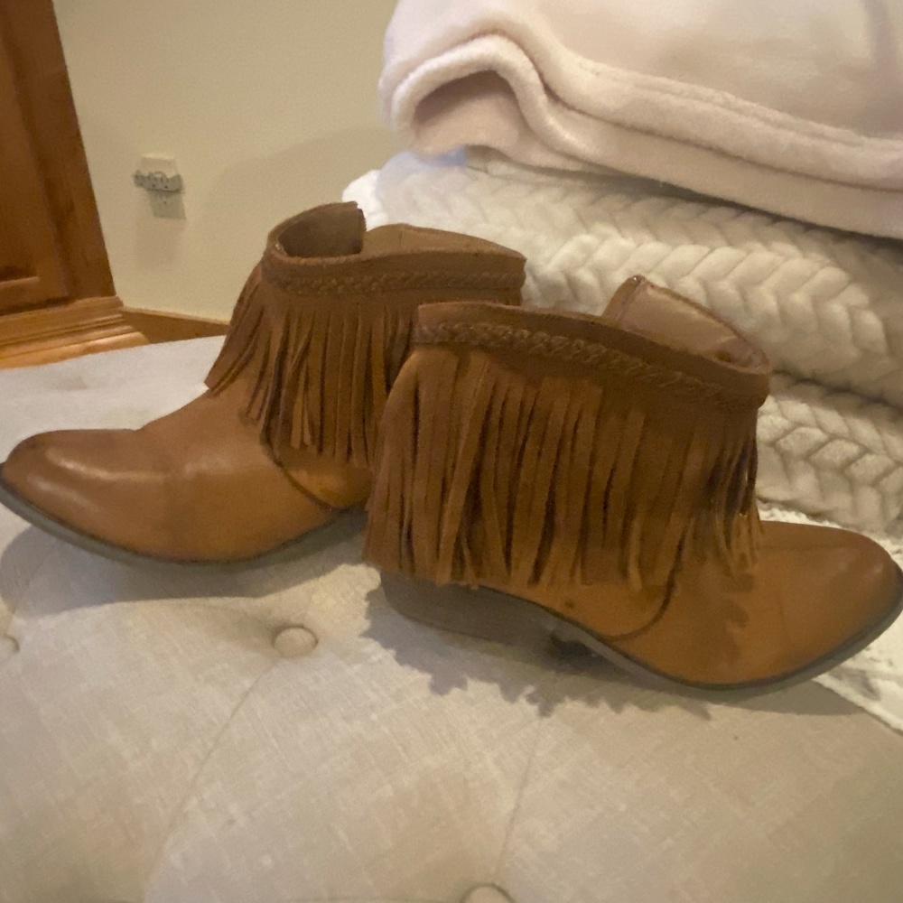 Corkys Brown Fringed Bootie size 10